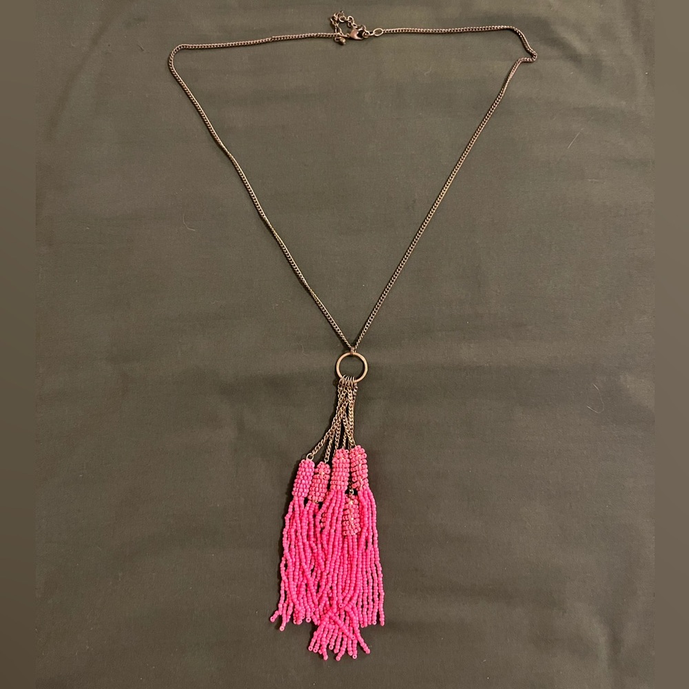 Gently used Francescas gold with pink beaded necklace